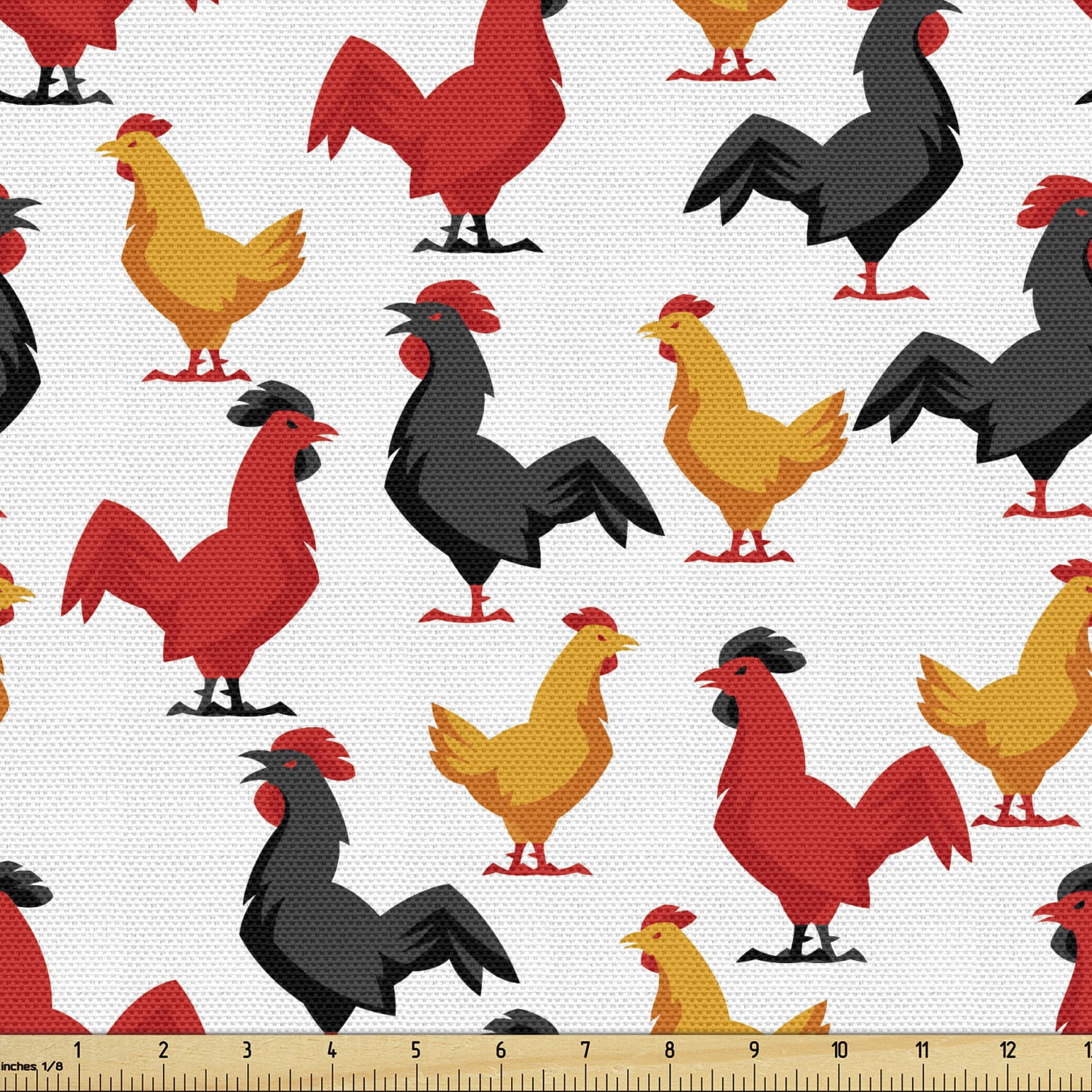 Green Rooster Print-Medium Upholstery Fabric-Fabric By the Yard-Bedding-Window Treatments-Cushions-Custom Pillows