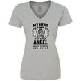 thumbnail image 3 of Inktastic My Hero is Now My Angel Brain Cancer Awareness Women's V-Neck T-Shirt, 3 of 5
