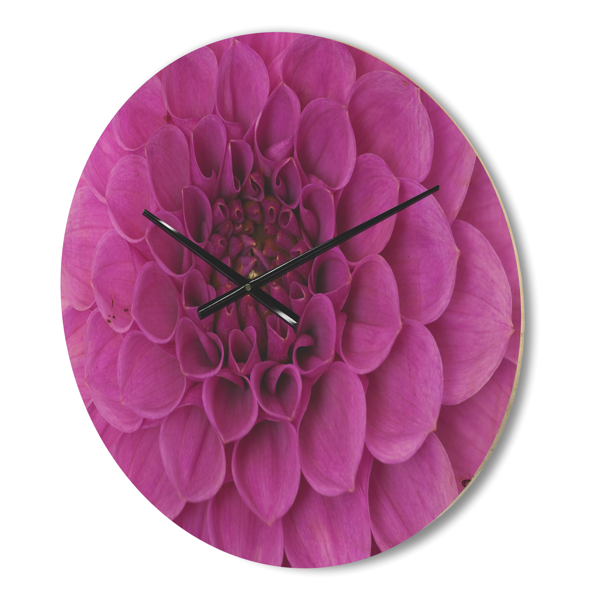 Designart 'Close Up Purple Flower and Petals ' Modern Wood Wall Clock
