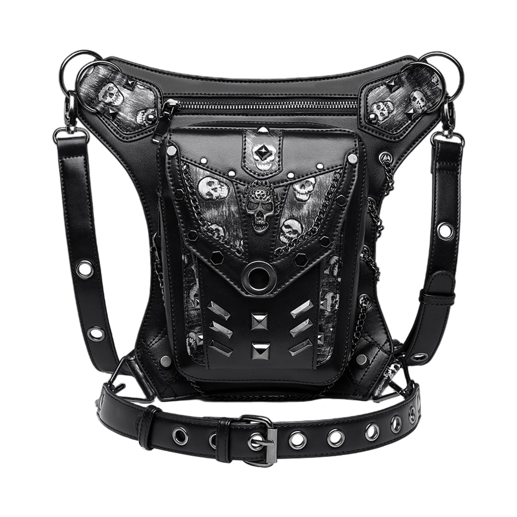 Steampunk Waist Bag Leather Motorcycle Waist Pack Shoulder Bag Satchels ...