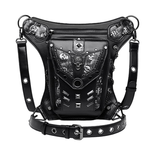Bolso de cintura Steampunk, bolso de hombro de cuero para motocicleta, bolso de muslo, de pierna, bolsa de mensajero de viaje, accesorios de Zulema Riñonera Steampunk