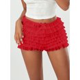 thumbnail image 4 of Rdhnmea Women's Summer Ruffled Frilly Shorts, Multi-Layer Mesh Short Pants, 4 of 9