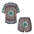 thumbnail image 5 of Picia Colorful With Blue Oriental Pajamas Sets for Women Soft Short-Sleeved Pjs with Lounge Shorts Two Piece Sleepwear-3X-Large, 5 of 9
