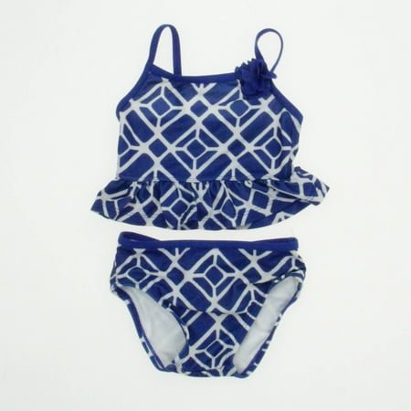 

Pre-owned Crazy 8 Girls Blue | White 2-piece Swimsuit size: 6-12 Months
