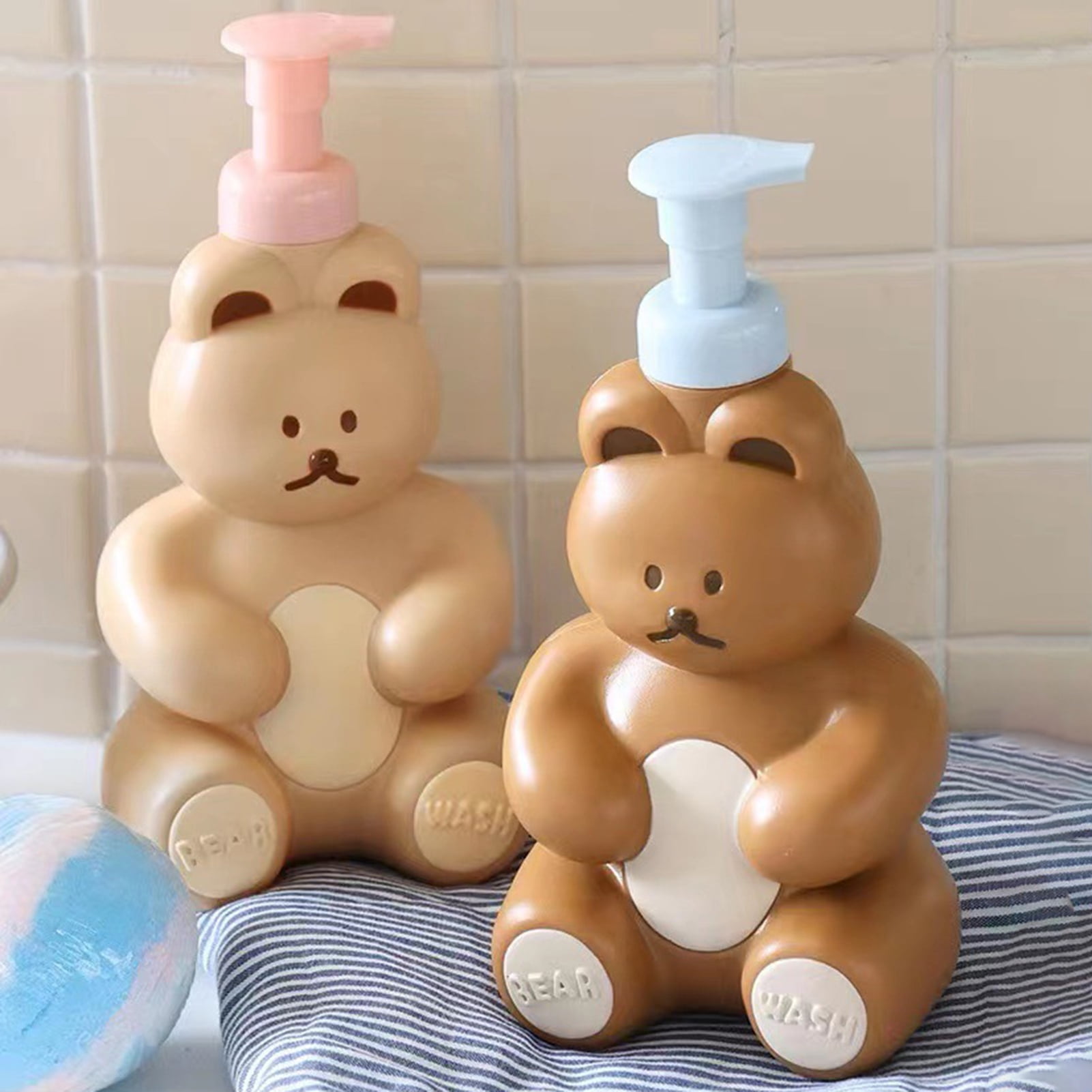 500ml Dispenser Pump Bottle Refillable Bear Shape Push Button Shampoo