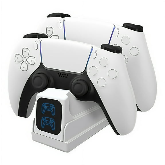 Fast-Charging Base Compatible with PS5 Controller with LED Display-White