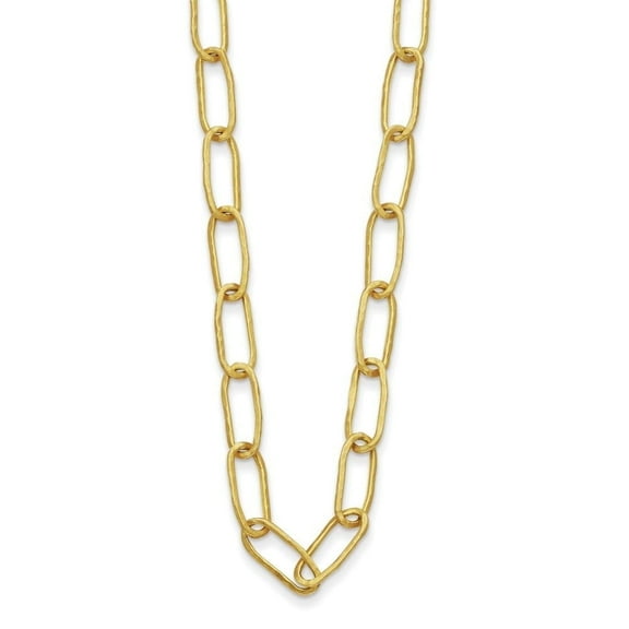 Auriga Fine Jewelry 18K Yellow Gold Textured 5.9 mm Solid Paperclip Link Chain Necklace for Men 20"