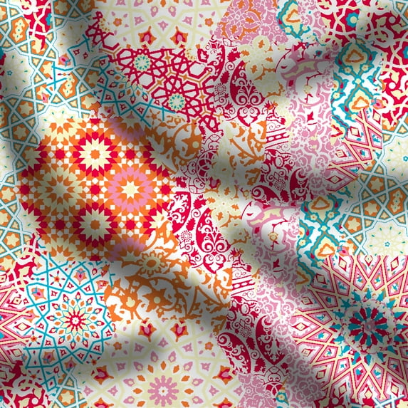 eloria-décor Medallion Printed Fabric Crafting Sewing and Quilting Dress Making Fabric & Clothing Accessories, Fabric by The Yard, Color: Pink