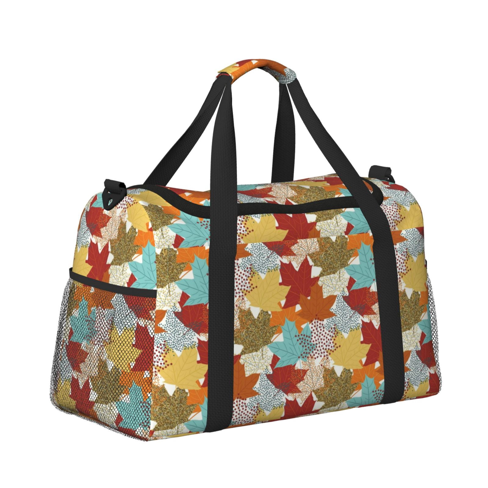 Fuzoiu Fall Maple Leaves Print Travel Duffle Bag,Carry On Tote Bags,Duffel Bag,Sport Gym Bag, Hospital Bag for Labor and Delivery, Overnight Bag,Luggage Bag