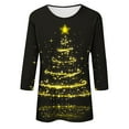 thumbnail image 4 of 3/4 Sleeve Tees for Women Xmas Novelty Clothing Merry Christmas Pullover Printed Tops Christmas Tree Clothes Reindeer Shirts Shining Stars Outfits Vintage Pullovers, 4 of 5
