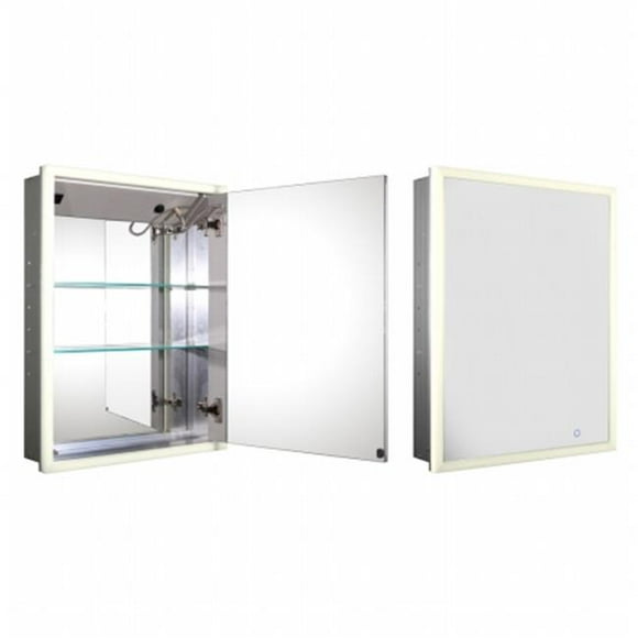 Whitehaus Collection Recessed Medicine Cabinet with Double-faced Mirrored Door and Adjustable Glass Shelves, Aluminum