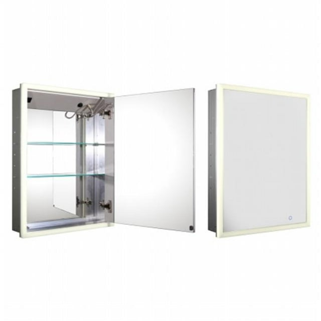 Whitehaus Collection Armoire à Pharmacie Encastrée avec Porte Miroir Double Face et Étagères en Verre Réglables, Aluminium