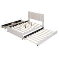 thumbnail image 4 of Full Size Adjustable Bed Base, Full Size Upholstered Platform Bed with 2 Drawers and 1 Twin Size Trundle, Classic Headboard Design, Beige, Beige Bed Frames,Linen Platform Bed Frames, 4 of 18