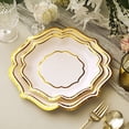 thumbnail image 3 of BalsaCircle 25 White Gold 8" Disposable Dinner Salad Paper Plates Metallic Scalloped Trim Party Decorations, 3 of 8