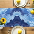 thumbnail image 4 of Burlap Table Runner 70 Inches Long, Abstract Watercolor Ocean Wave Non-Slip Kitchen Table Runners for Dining Room Everyday Use Party Table Decorations Blue Marine Coral Texture, 4 of 9