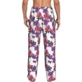 thumbnail image 3 of Uemuo Peonies Pattern Men's Wide Leg Palazzo Lounge Pants with Pockets Light Weight Loose Comfy Casual Pajama Pants-, 3 of 9