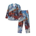 thumbnail image 1 of Balery Cartoon Train Hot Air Balloon Pijama para Hombre de Dos Piezas con Manga Larga, Conjunto de Dormir y Descanso Suave con Bolsillos-Large, 1 of 7