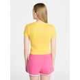 thumbnail image 3 of No Boundaries Ribbed Cotton Graphic Baby Tee with Short Sleeves, Women's XXS-XXL, 3 of 5