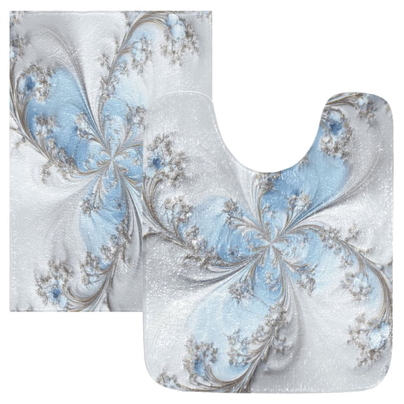 RMDQTR 2PCs Bathroom Rugs Set Plush Toilet Base Mat 16" × 24" Bath Mat and 20" × 24" U Shape Soft Rugs Non Slip Absorbent