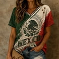 thumbnail image 2 of 2026 Mexico Women Football Fan Jersey Patriotic Flag Print Short Sleeve V Neck Sport Tee Casual Match Watch Party Shirts Green S, 2 of 4