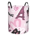 thumbnail image 2 of Balery Eiffel Tower and Butterflies Round Laundry Basket with Handles Waterproof Freestanding Laundry Hamper for Clothes Toys in the Dorm and Family-Small, 2 of 8