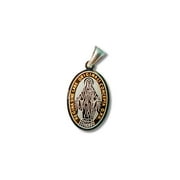 Two Tone (Silver and Yellow Gold Color) Stainless Steel Virgin Mary Pendant (Miraculous Medal) (Small)