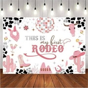 West Cowgirl Theme Birthday Party Background Wild West Party Supplies This is My First Rodeo Banner Girl Birthday Party Cow Print Pink Cactus Western Girls Party Decoration Supplies
