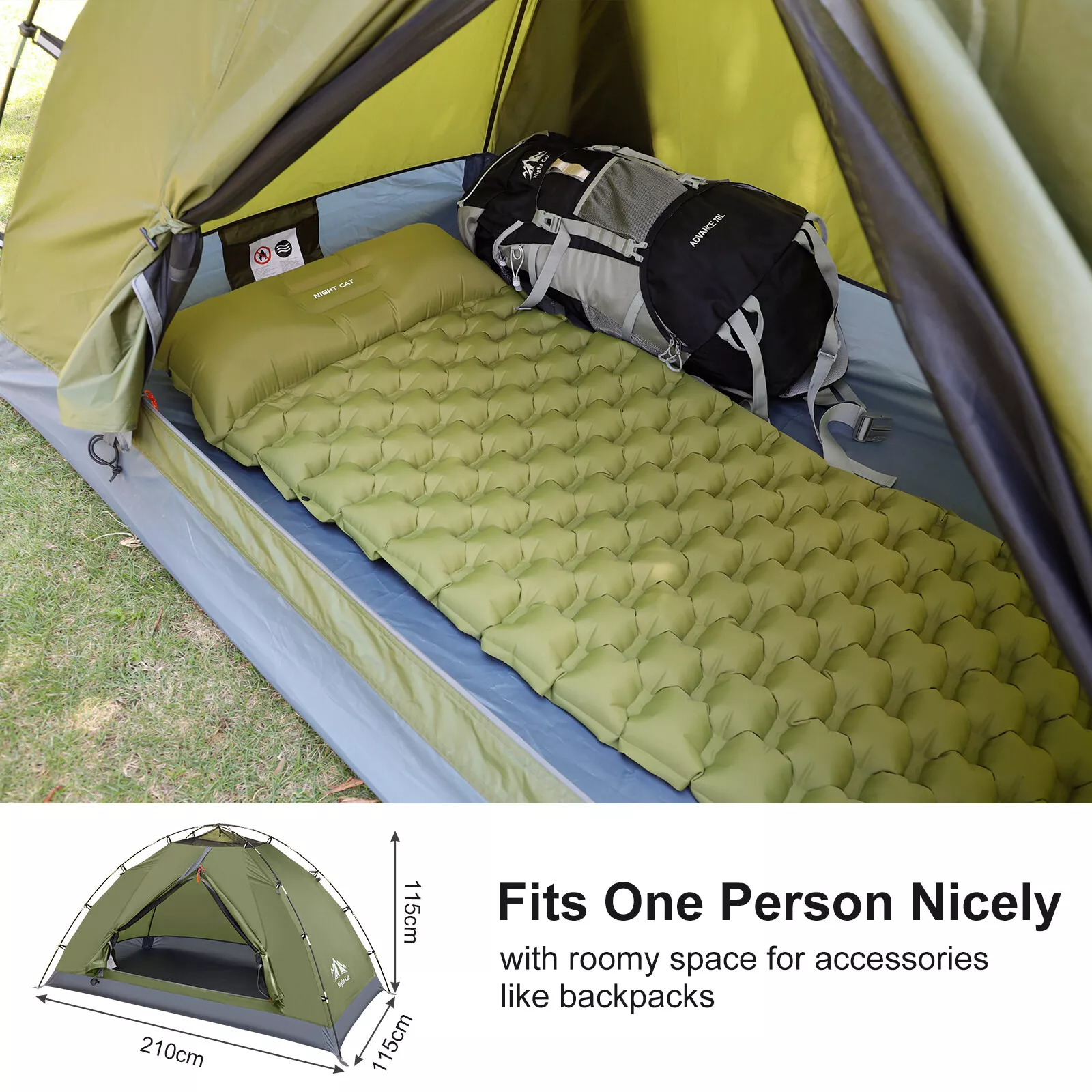 Night Cat 2 Person Tent Backpacking Hiking Camping Tent Sun Shelter Folding