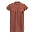 thumbnail image 5 of Frostluinai Womens Chiffon Swiss Dot Shirt Tops Round Neck Short Sleeve Blouse Pom Pom Flowy Top, 5 of 5