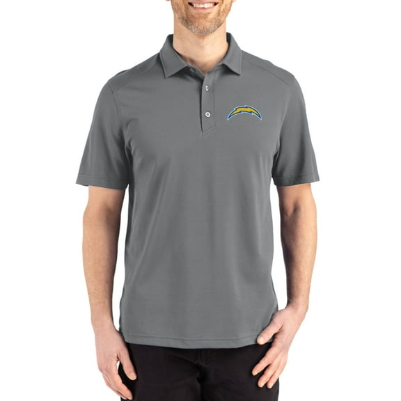 Men's Cutter & Buck Gray Los Angeles Chargers Big & Tall Advantage Refresh Epic Confidence Recycled Tri-Blend Pique Polo