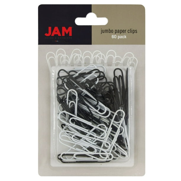 JAM Jumbo Paper Clips, Black & White, 60/Pack, Large