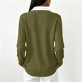 thumbnail image 4 of Vxararl Waffle Knit Polos Shirts for Women Color Block Lightweight Waffle Knit Fabric Business Casual, Loose Fit Tunic Tops Long Sleeve Tops Dressy Fitted Button Shirts Army Green 2xL, 4 of 5
