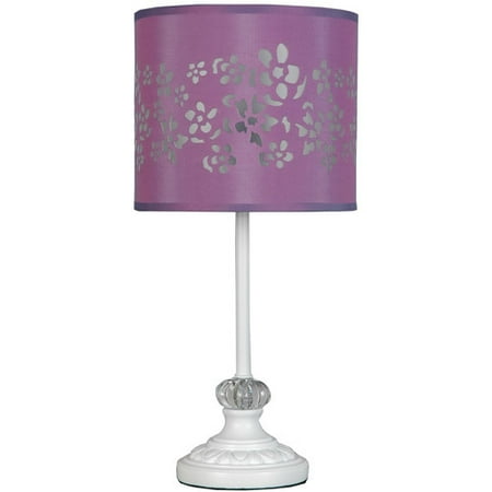 Your Zone White Pole Lamp With Purple Cut Out Shade