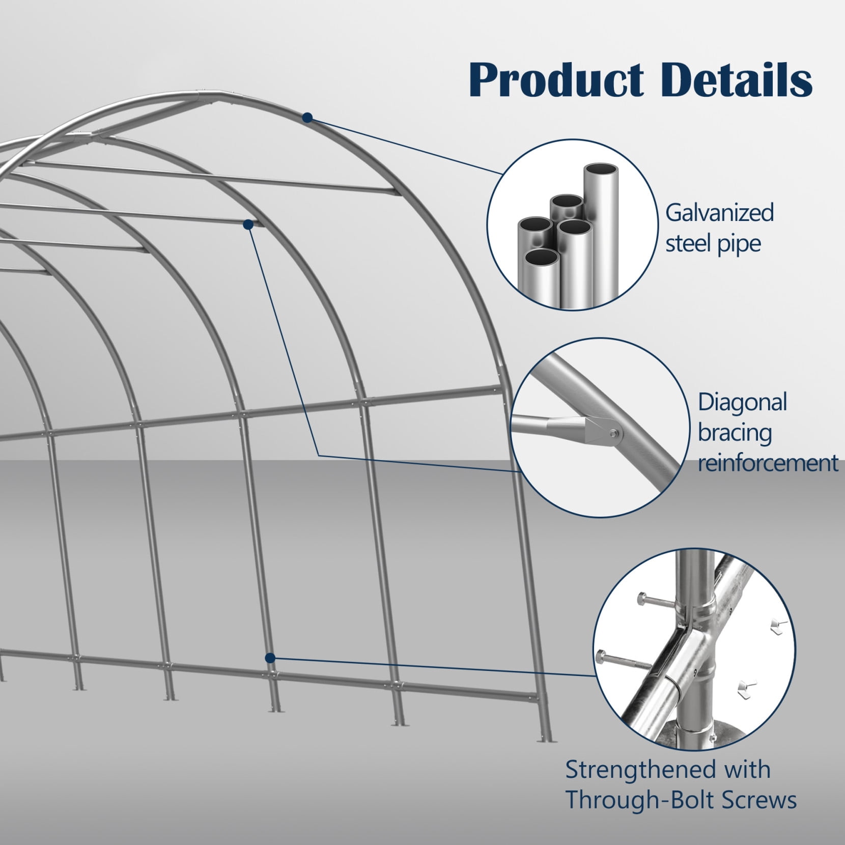 12x20 FT Heavy Duty Carport, Portable Garage Canopy with Steel Frame & Roll-Up Door, Round Style Outdoor Storage Shed for Car, Truck, Boat, Patio, Anti-Snow Waterproof, Grey