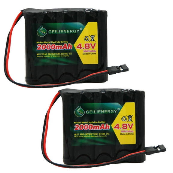 BAOBIAN 4.8V 2000mAh NiMH RX Receiver Battery Pack RC for Futaba Hitec JR RC Cars and Airplanes(2 Pack)