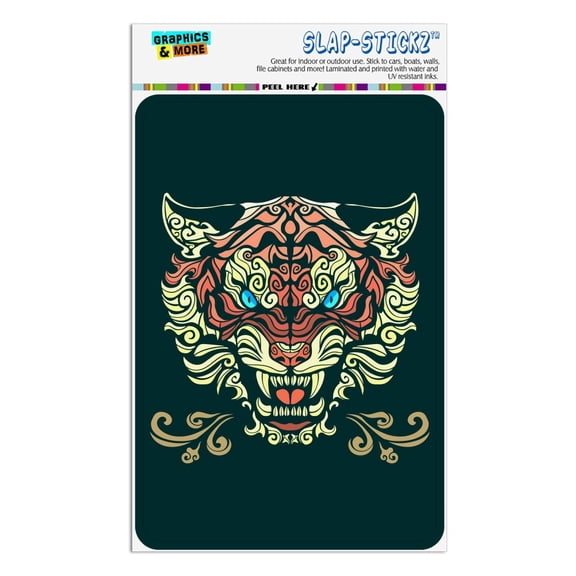 Fierce Snarling Tribal Tiger Oni  Home Business Office Sign
