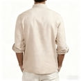 thumbnail image 4 of New Men's Linen Long Sleeve T Shirt Solid Color Loose Casual Breathable Shirt Cotton Mens Shirts Designer Lightweight Streetwear, 4 of 5