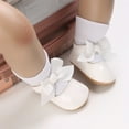thumbnail image 2 of Quealent Baby Mary Jane Flats for Girls with Bowknot Cotton Anti Skid Sole Infant First Walker Princess Dress Crib Wedding Shoes White for Size 11, 2 of 9