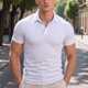 thumbnail image 1 of Blusa y camisa de manga corta con cuello vuelto para hombre, blusa de verano informal de color liso de manga corta, blusa de moda para hombre, blusa de poliéster., 1 of 4