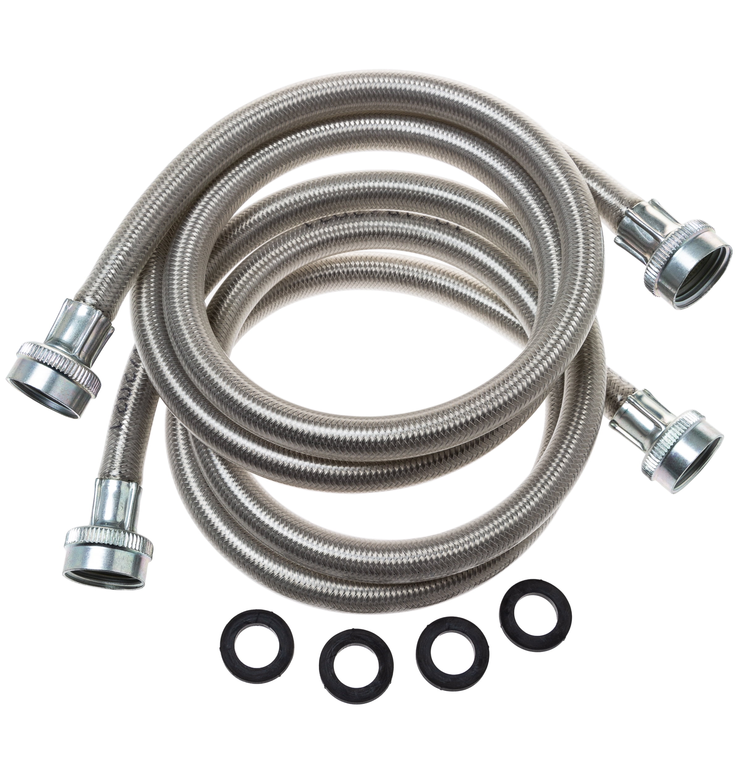 GE Appliances 4 Foot Stainless Steel Water Supply Hoses, 2 Count, PM14X10005
