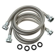 Electric Washing Machine Braided Stainless Steel Water Supply Hoses, 4 Foot, 2 Pack, PM14X10005