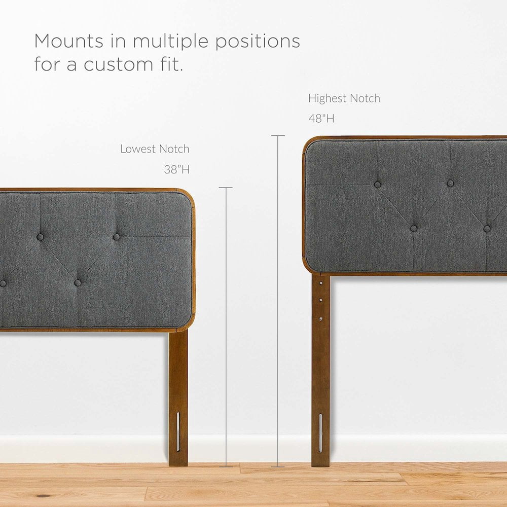 Modway Collins Tufted Full Fabric and Wood Headboard in Walnut/Charcoal