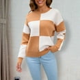 thumbnail image 2 of VEKDONE Women's Sweaters Fashion Plaid Color Block Pullover Sweater Fall Long Sleeve Crew Neck Tops Casual Loose Fit Soft Blouse, 2 of 4