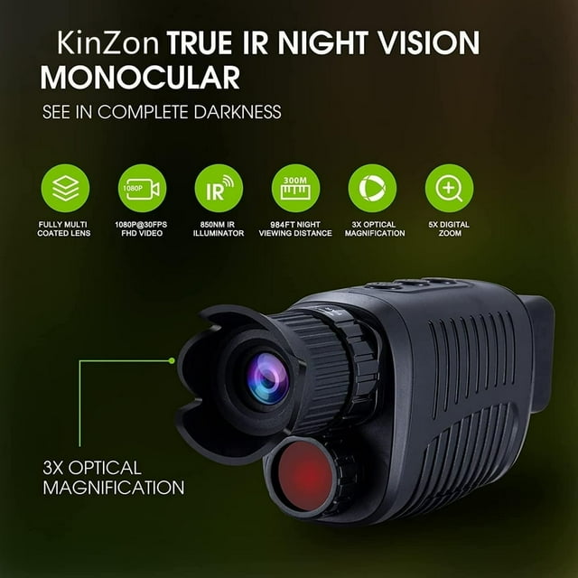 YOPTOP Lunettes de Vision Nocturne 1080p Monoculaire Numérique Vision Nocturne pour Voyage dans l'Obscurité Monoculaires Infrarouges Sauvegarde de Photos & Vidéos Monoculaire d'Imagerie Thermique pour Chasse Camping Voyage, Modèle2