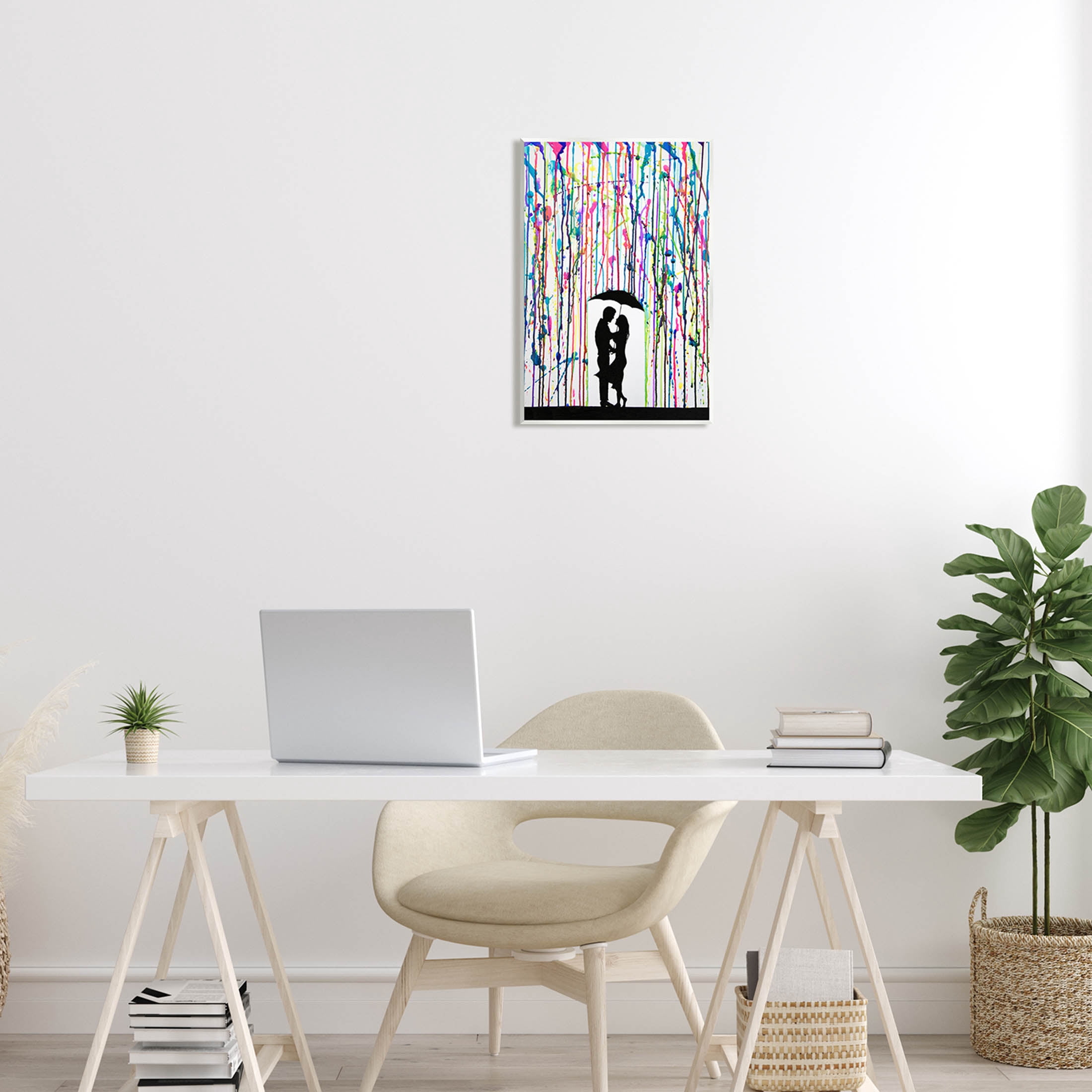 Modern Romantic Rainfall Silhouette Abstract Graphic Art Unframed Art Print Wall Art