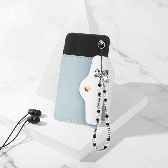 WASHWEPE Beaded Phone Wrist Rope Silver Plastic 1Set