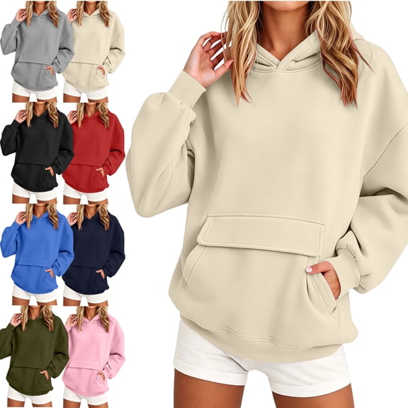 SYwaren Pullover Hoodie for Women Oversized Casual Long Sleeve Sweatshirt Tops