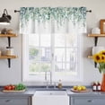 thumbnail image 4 of 2 Panels Sage Green Eucalyptus Leaves Valance for Windows, Spring Summer Botanical Rustic Light Filtering Kitchen Curtains, Rod Pocket Window Treatment Curtain Valances for Living Room, 54"x18", 4 of 9