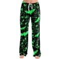 thumbnail image 6 of Halloween Costumes Pajama Pants Women Casual Drawstring Halloween Pumpkin Printed Bottoms Bat Cute Ghost Lightweight Stretchy Soft Pants Green 2XL, 6 of 6