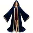 thumbnail image 3 of Lutiedan Renaissance Velvet Cloak for Women and Men Medieval Full-Length Cape Adult Halloween Witch Wizard Cloak S-3XL, 3 of 6
